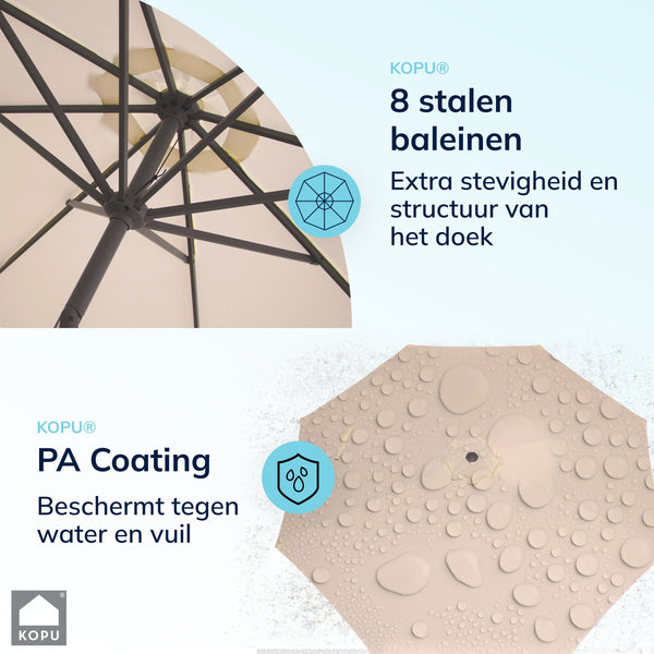 Kopu® Valencia Parasol Rond 300 cm met Beschermhoes - Creme