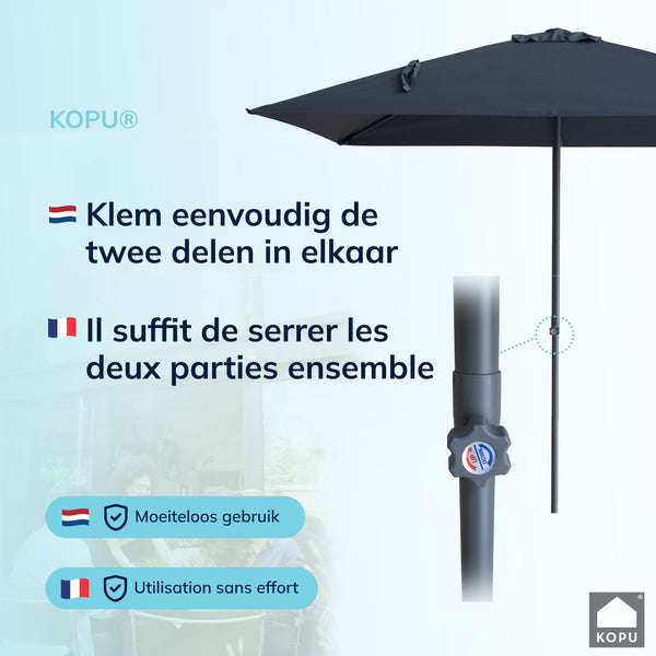 Kopu® Leon Parasol Rechthoek 150x250 cm - met Hoes en Voet - Grijs