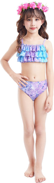 Zeemeerminstaart met bikini verkleed set Blauw en Paars