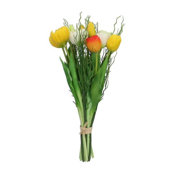 Kopu® Kunstbloemen bos Tulpen Mix 12 stuks met Twijgen 39 cm - Geel