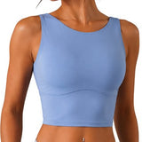 SparkNine Supportflex Sporttop met Built-in Bra - uitneembare pads - L - blauw - sport bh - met hoge ondersteuning - cropped