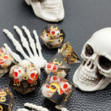 7 delige Resin Dice Set “Obsidian Skulls