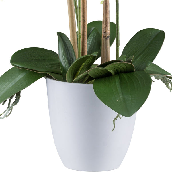 Kopu® Kunstbloem Orchidee 62 cm Wit met witte Pot - Phalenopsis