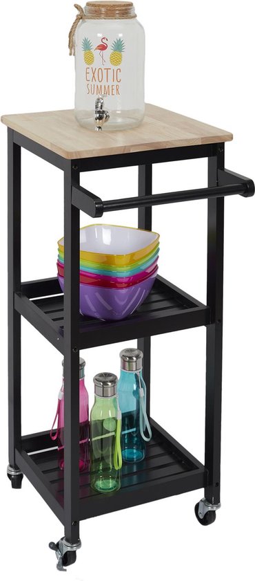 Home Deco Factory Keukentrolley – 2 Etages – Verrijdbaar - Zwart