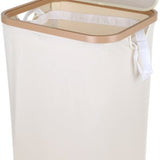 Wasmand met Deksel – Opvouwbare Wasmand – Wasbox 100L – Wassorteerder met Binnenzak – Beige – Voor Badkamer, Slaapkamer en Wasruimte