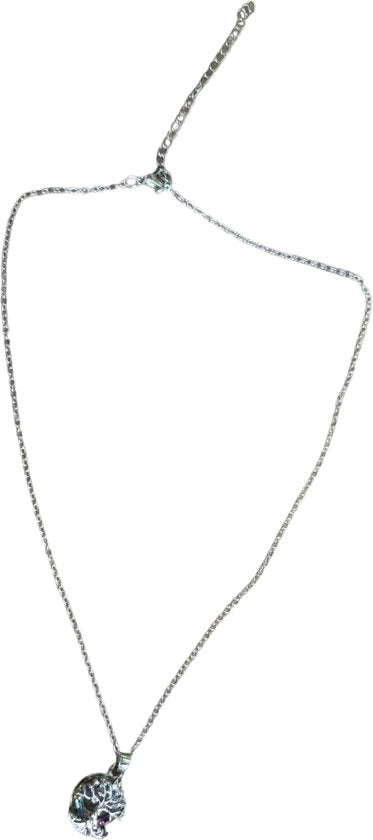 Levensboom met paarse steen - Ketting met hanger levensboom - Keltische boom - Cadeau - Verjaardag - Vaderdag - Moederdag