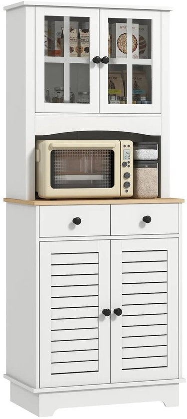 Klassieke Buffetkast Hoog met 2 matglas deuren 39x68x170 cm - Wit