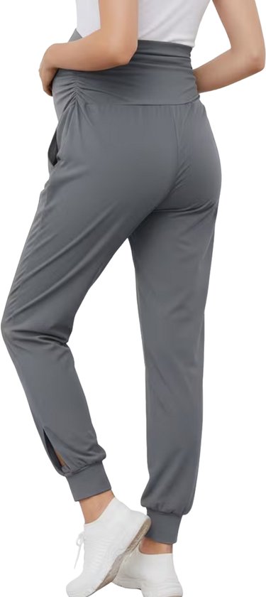 SparkNine Comfortfit zwangerschapslegging - met zijzakken - S - grijs - hoog getailleerd - zacht & ademend met buiksteun - rekbaar - maternity