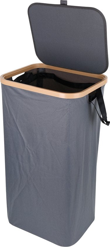 Wasmand met Deksel – Opvouwbare Wasmand – Wasbox 100L – Wassorteerder met Binnenzak – Zwart – Voor Badkamer, Slaapkamer en Wasruimte