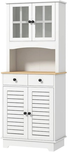 Klassieke Buffetkast Hoog met 2 matglas deuren 39x68x170 cm - Wit