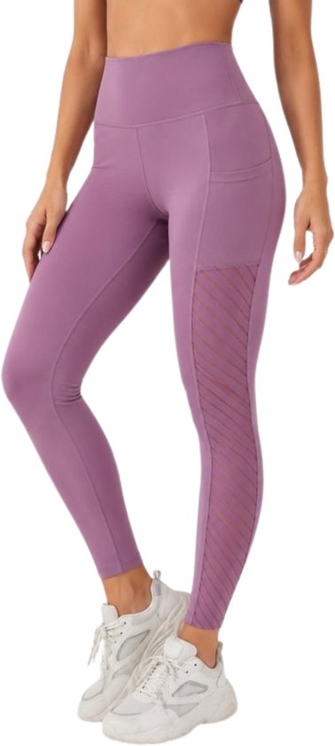 SparkNine Novawave sportlegging dames - squatproof - ademend - met zakken - M - roze - mesh panelen - elastisch & stijvol