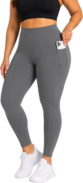 SparkNine Softcurve plus size legging - met zijzakken - XL - grijs - zachte stof - ademend - niet doorschijnend