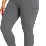 SparkNine Softcurve plus size legging - met zijzakken - XXL - grijs - zachte stof - ademend - niet doorschijnend