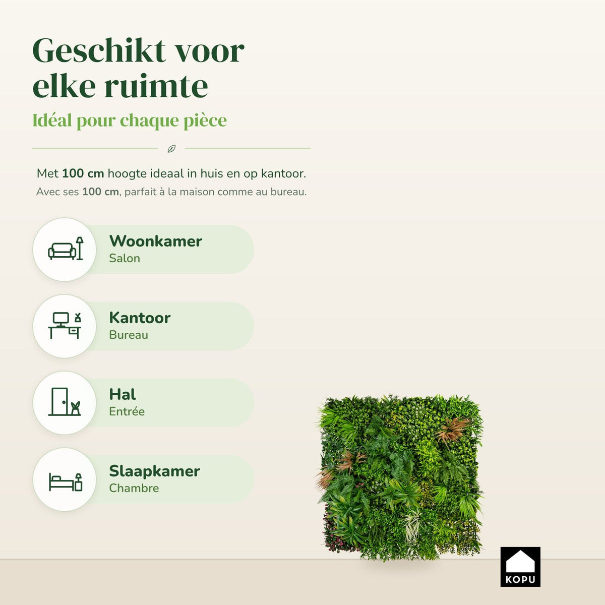 Kopu® kunstplant UV bestendige Plantenmat 100x100x12 cm