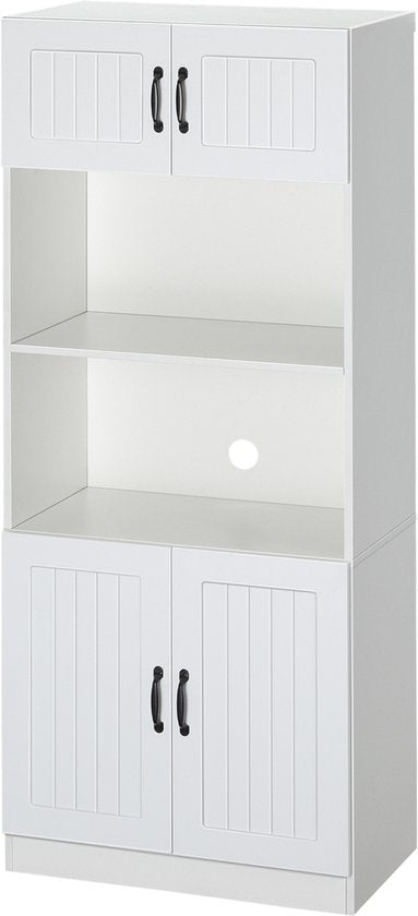 Keukenkast Voorraadkast Hoog met 2 open planken 40x70x170 cm - Wit