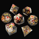 7 delige Resin Dice Set “Obsidian Skulls