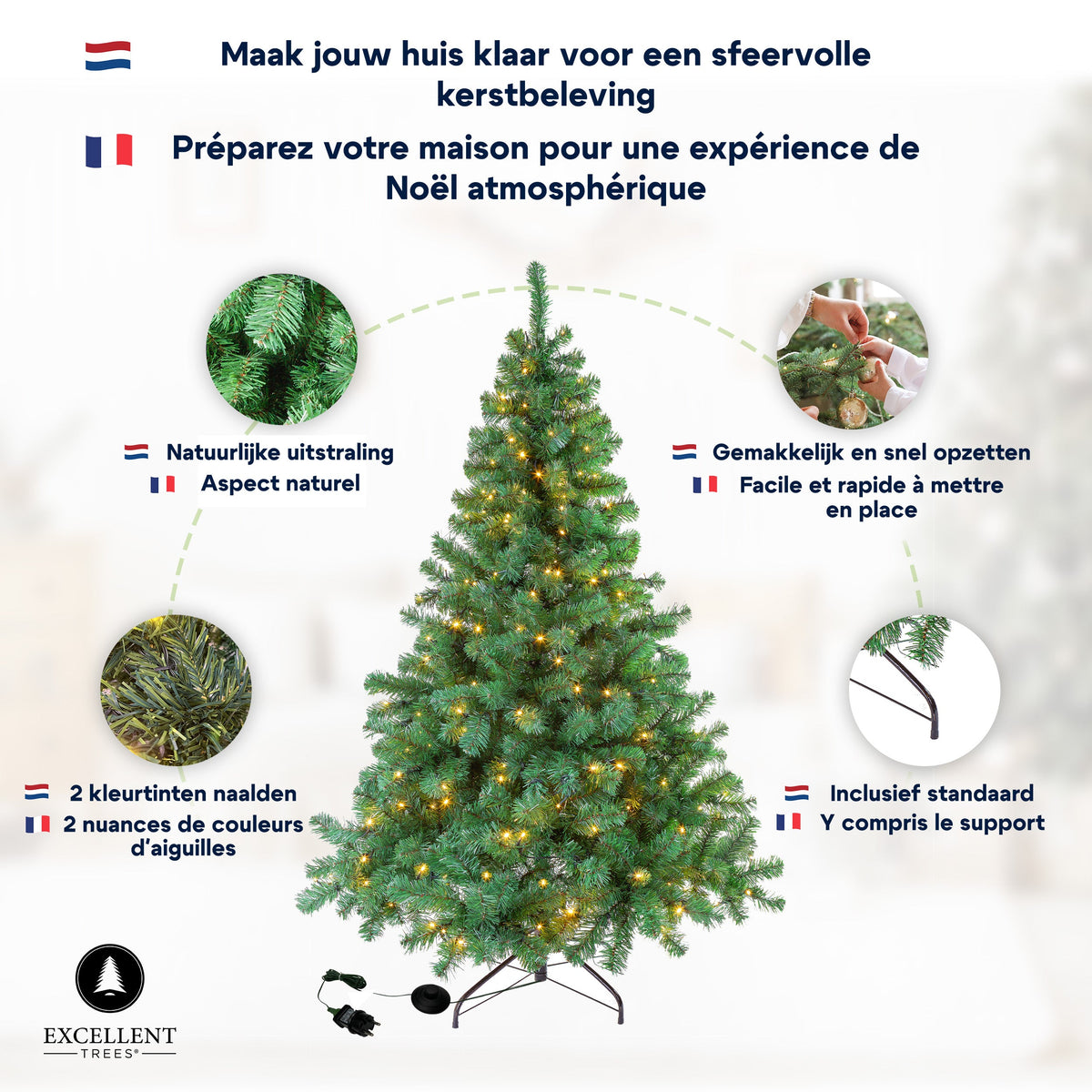 Kerstboom Excellent Trees® LED Stavanger Green 180 cm met verlichting - nu met Gratis Opbergtas t.w.v. € 27.95