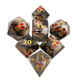 7 delige Resin Dice Set “Obsidian Skulls