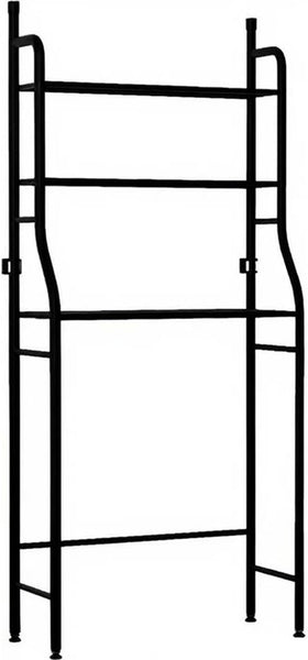 Wasmachine Rek met 3 Planken – Zwart Metaal – Opbergrek voor Boven Wasmachine of Toilet – Stevig & Ruimtebesparend – Industrieel Design – 173x65 cm