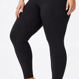 SparkNine Softcurve plus size legging - met zijzakken - L-XL - zwart - zachte stof - ademend - niet doorschijnend