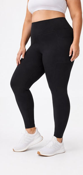 SparkNine Softcurve plus size legging - met zijzakken - L-XL - zwart - zachte stof - ademend - niet doorschijnend