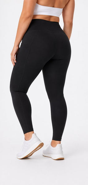 SparkNine Softcurve plus size legging - met zijzakken - L-XL - zwart - zachte stof - ademend - niet doorschijnend