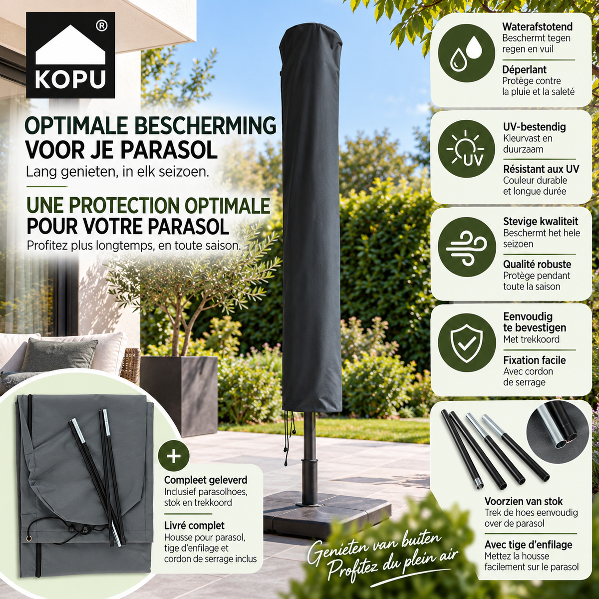 Kopu Parasolhoes Waterdicht - voor Parasol 300 cm of 250-300 vierkant