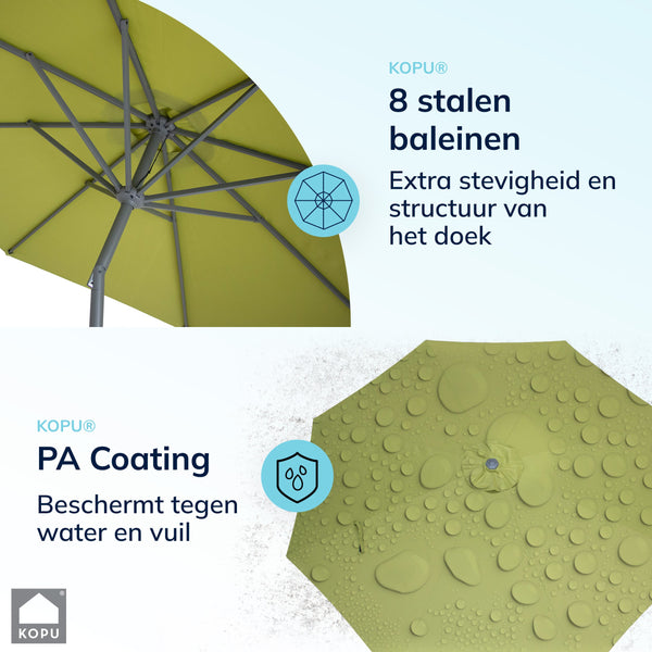 Kopu® Valencia Parasol Rond 300 cm met Beschermhoes en Voet - Olijf