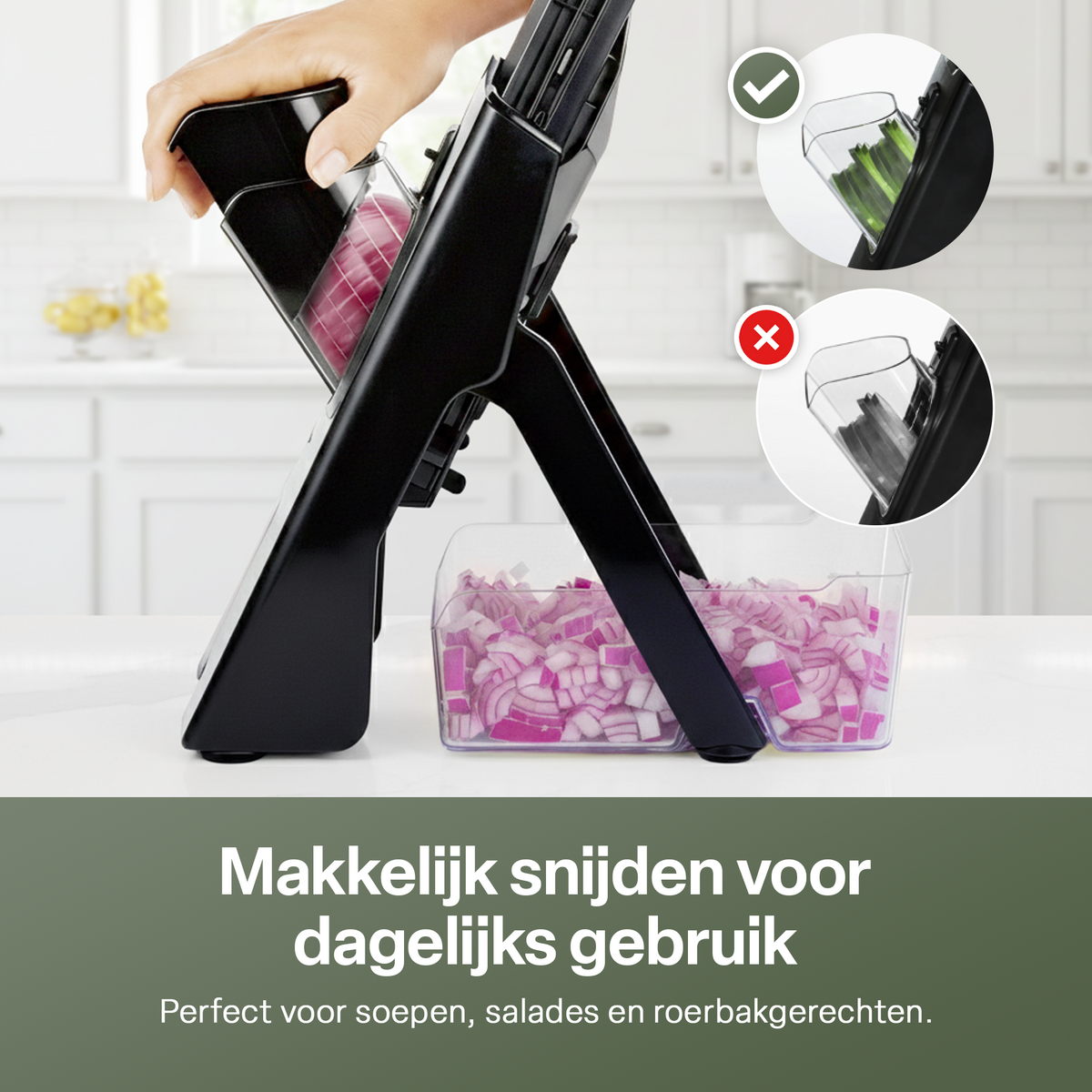 Chefino Taglio - Mandoline - Groentesnijder met Opvangbak – Verstelbare Groente Snijder – Julienne Snijder – Blokjessnijder – Groente Hakker – Mandoline Keuken – Komkommer, Ui en Groente Snijden