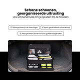 Golf Organizer Tas voor Kofferbak – Golf Accessoire Opbergbox met Schoenenvak – Waterafstotende Golf Opbergtas met Verstelbare Vakken – Golf Cadeau voor Heren & Dames – Zwart