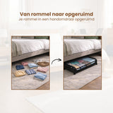 Onderbed Opbergbox met Wielen – Opbergbox Onder Bed 80x44x16 cm – Transparant & Stofvrij – Opbergbox voor Kleding, Schoenen & Beddengoed – Ruimtebesparende Bedlade