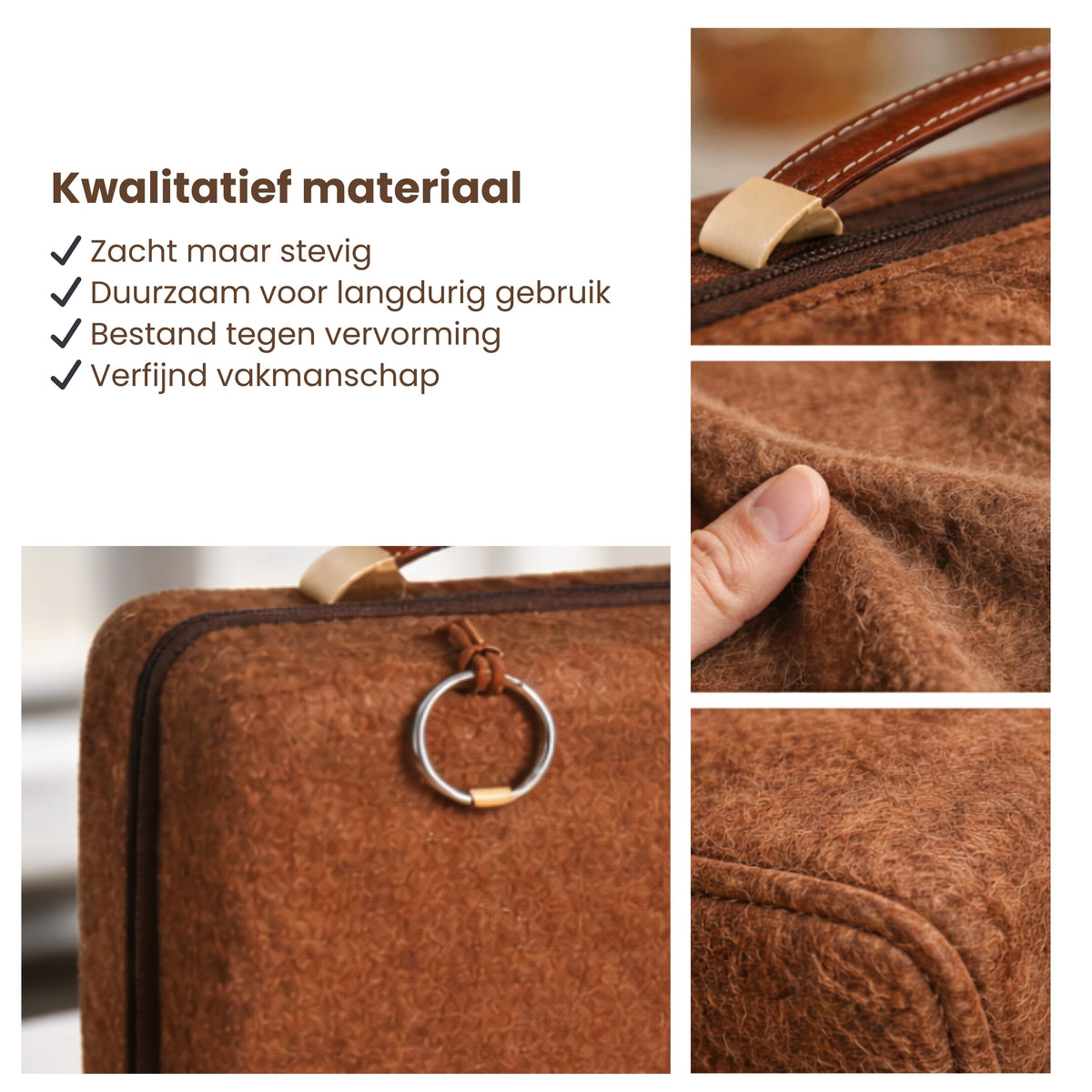 Luxe Laptoptas Organizer – Aktetas met Handvat – Documentenmap voor Laptop, Tablet & Accessoires – Zakelijke Opbergtas – Bruin