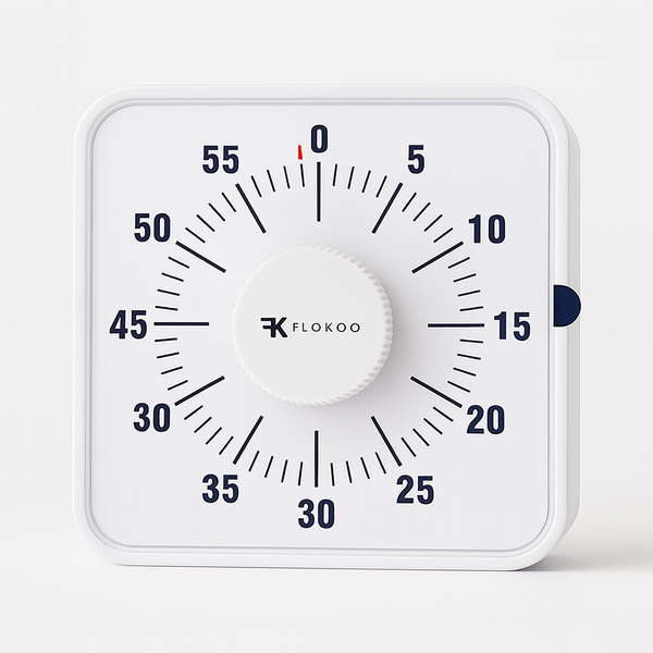 Leerklok 19 x 19 cm - Witte Timer voor Kinderen - Aftelklok voor Educatief Gebruik