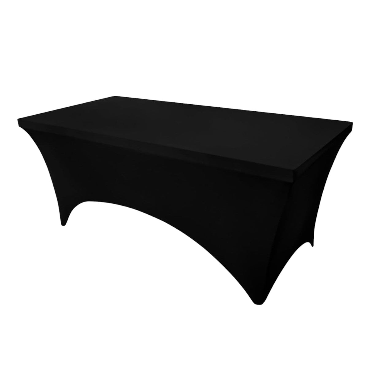 Rechthoekige Tafelhoes Stretch – 180 x 75 x 75 cm – Elastisch & Strak – Wasbaar – Zwart – Voor Feesten, Beurzen & Evenementen