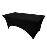 Rechthoekige Tafelhoes Stretch – 180 x 75 x 75 cm – Elastisch & Strak – Wasbaar – Zwart – Voor Feesten, Beurzen & Evenementen