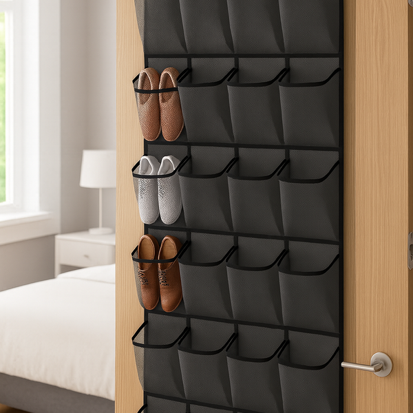 Schoenenkast Hangend - Schoenenzak 30 vakken - Opbergen van Schoenen aan Deur - Schoenenzak Zwart - Oplossing voor rondslingerende schoenen - Hoogwaardige Schoenenkast