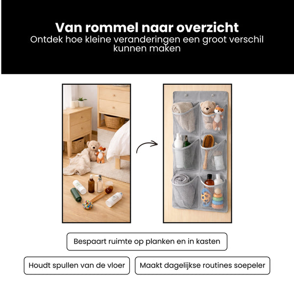 Schoenenkast Hangend - Schoenenzak 6 vakken - Opbergen van Schoenen aan Deur - Schoenenzak Grijs - Oplossing voor rondslingerende schoenen - Hoogwaardige Schoenenkast