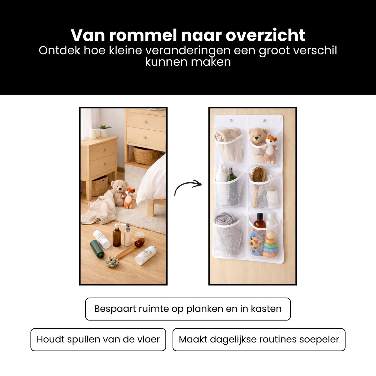 Schoenenkast Hangend - Schoenenzak 6 vakken - Opbergen van Schoenen aan Deur - Schoenenzak Wit - Oplossing voor rondslingerende schoenen - Hoogwaardige Schoenenkast