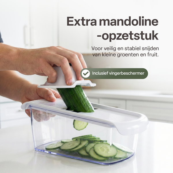 Chefino Verto - Groentesnijder Set met Opvangbak – Mandoline Snijder – Groentehakker – Blokjessnijder – Julienne Snijder – RVS Messen – Groente Chopper met 8 Snijbladen – Keukensnijder