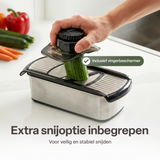 Chefino Multi - Groentesnijder Set 12-delig – Mandoline Snijder & Groentehakker – Blokjessnijder, Julienne Snijder & Rasp – Groente Snijder met Opvangbak 1L – Keukensnijder met 7 Snijopties