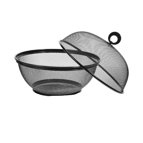 Fruitmand met Vliegenkap - Zwart - Diameter: 22,5 cm - Fruitopbegrer - Zwarte Fruitmand