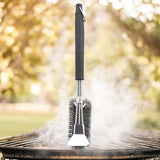 BBQ Borstel met Schraper - BBQ Accessoires - BBQ Schoonmaakborstel geschikt voor alle merken - 2 in 1 - Barbecue Staalborstel - RVS - Zilver