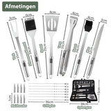 Chefino BBQ Accessoires Set – 21-delig BBQ Pakket – Compleet RVS Barbecue Accessoires met Draagtas – Roestvrijstaal Kamado Accessoires