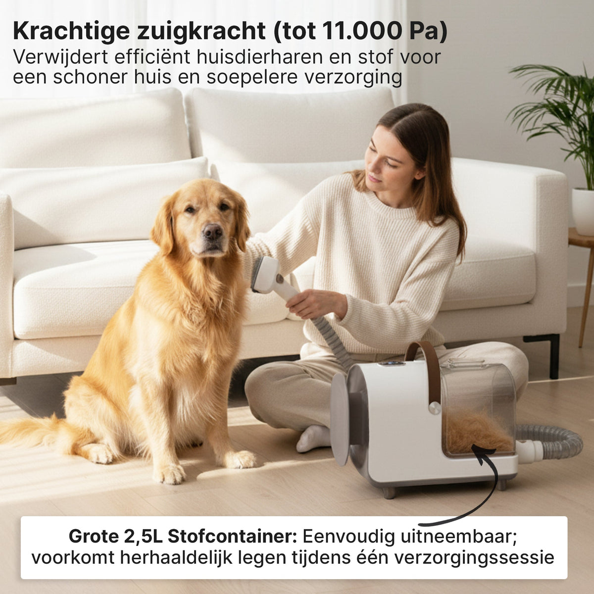 Carewat 6-in-1 Huisdier Stofzuiger en Trimmer Set – Professionele Hondentondeuse met Stofzuiger – Trimset Hond en Kat – Stil, Krachtig en Hygiënisch