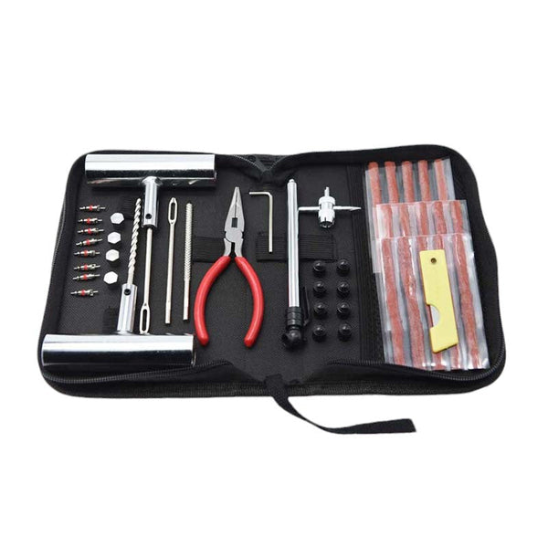 Banden Reparatieset - Complete Set - Proppenset - Inclusief Handige Opbergtas - Reparatieset voor Motor, Brommer of Auto - Bandenreparatieset Auto -  Autobanden Reparatie