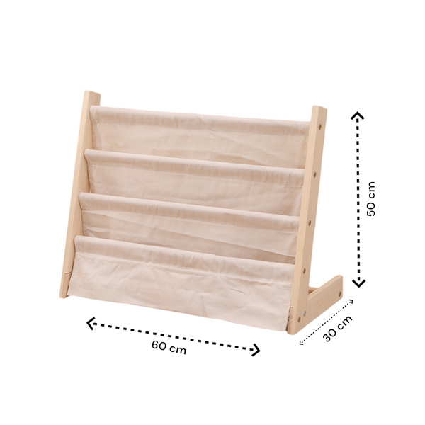 Kinderboekenkast - 60 x 50 x 30 cm - Bruin - Hout met Linnen - Kinderboekenrek - Boekenrek Kinderkamer