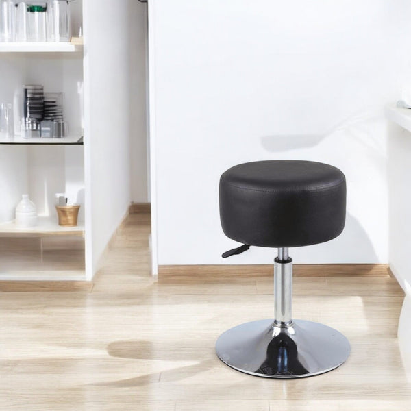Make-up Kruk - Verstelbaar tot 65 cm - Zwart met Zilver - Kaptafel Stoel - Kaptafel krukje