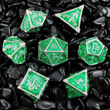 7-delige Metal Dice Set ‘Emerald Skull’