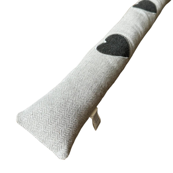 Tochtrol - Grijs Hartjes - Katoen - 90 x 10 cm - Tochthond - Tochtstopper - Isolatie tegen Tocht