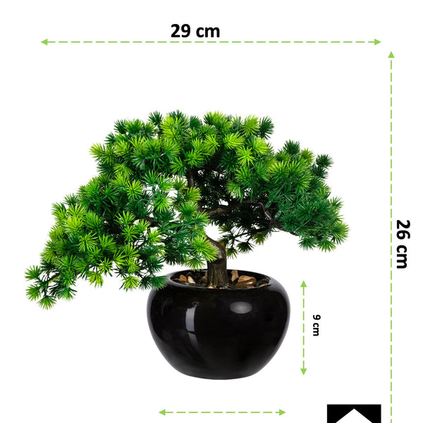 Kopu® Kunstplant Bonsai Lariks 26 cm met zwarte Pot - Bonsai boompje